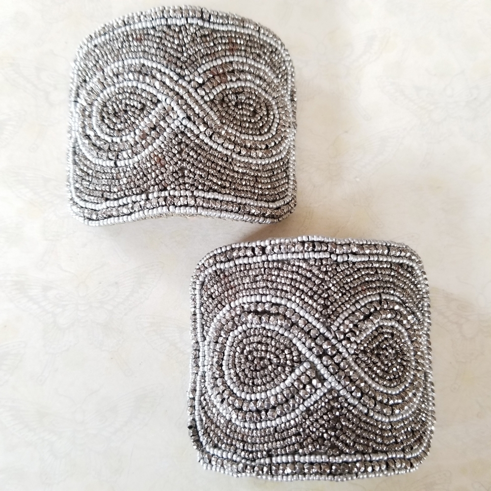 Vintage Antique Art Deco 1920s Made In France Beaded Shoe Clip Buckle Set - Picture 14 of 15